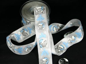 "Spiegelbären" mit Draht, Hellblau/Silber