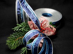 "Uniband mit Karorand" mit Draht 25 mm Blau/Silber