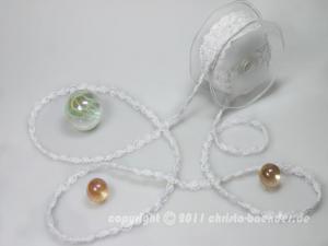 Bändchen Bänderwelle mit Perlenkette Weiß ohne Draht 10mm