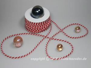 Geschenkband Dekoband Schleifenband Kordel Rot Weiß ohne Draht 6mm