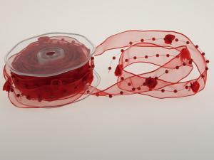 Geschenkband Dekoband Schleifenband Organzaband Rose Rot mit Draht 25mm