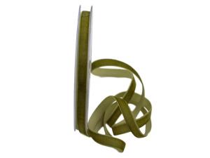 Geschenkband Dekoband Schleifenband Samtbändchen 9mm olivegrün ohne Draht