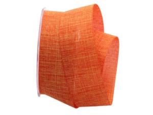 Uniband Leinenoptik orange 40mm ohne Draht im Bänder Großhandel günstig kaufen!
