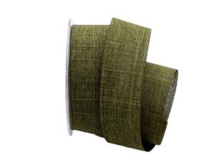 Geschenkband Dekoband Schleifenband Uniband Leinenoptik grün / olive 40mm ohne Draht