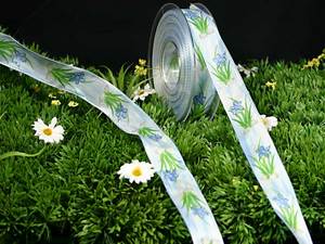 "Flower" mit Draht, 25mm Blau/Weiß