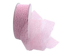Gitterband Floral rosa 40mm ohne Draht
