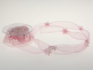Geschenkband Dekoband Schleifenband Motivband Blumengirlande Rosa mit Draht 25mm