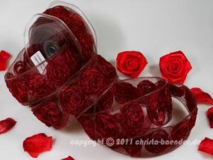 Organzaband Magic Rose Bordeaux mit Draht 40mm
