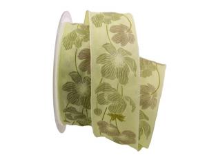 Geschenkband Dekoband Schleifenband Blumenband Blütenreichtum grün 40mm mit Nylonkante