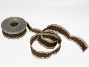 Geschenkband Dekoband Schleifenband Weihnachtsband Jam braun mit Draht 40 mm