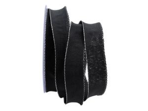 Uniband NATURAL schwarz mit Draht 25mm