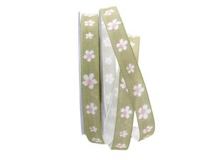 Geschenkband Dekoband Schleifenband Blumenband Fiore hellgrün 15mm mit Angelschnur