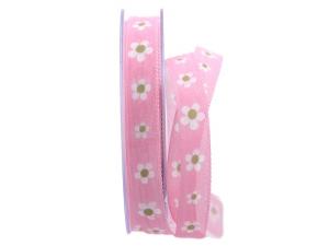 Geschenkband Dekoband Schleifenband Blumenband Fiore rosa 15mm mit Angelschnur