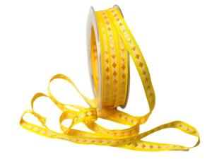 Geschenkband Dekoband Schleifenband Dekoband Raute gelb 10mm ohne Draht
