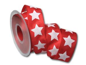 Motivband moderner Stern rot 40mm mit Draht