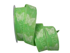 Motivband Schmetterling hellgrün ohne Draht 40mm im Bänder Großhandel günstig kaufen!