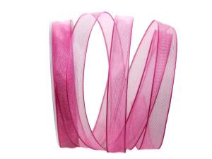 Geschenkband Dekoband Schleifenband Organzaband rosa mit Draht 15mm