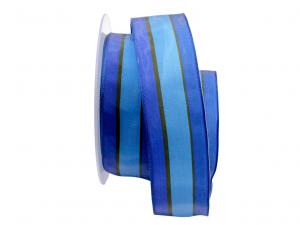 Streifenband Bicolore blau  40mm mit Draht