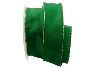 Uniband Goldkante grün 40mm mit Draht
