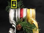 Weihnachtsband Fein-gestreift Schwarz/Silber mit Draht 65mm