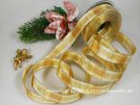 Weihnachtsband Palma Creme mit Draht 25mm Weihnachtsband Palma Creme mit Draht 25mm