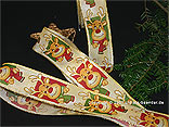 Weihnachtsband Rudolf das Rentier Creme mit Draht 40mm