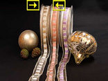 Weihnachtsband Zebrastreifen Silber mit Draht 25mm