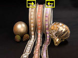 Weihnachtsband Zebrastreifen Rosa/Silber mit Draht 25mm