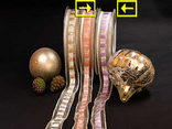 Weihnachtsband Zebrastreifen Flieder/Silber mit Draht 25mm