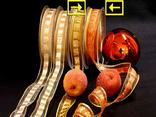 Weihnachtsband Zebrastreifen Apricot/Gold mit Draht 25mm