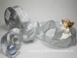 Silberband mit Lurezquadraten Silber mit Draht 40mm Silberband mit Lurezquadraten Silber mit Draht 40mm
