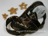 Weihnachtsband Cinema Braun Gold mit Draht 40mm