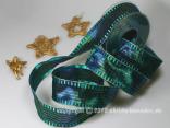 Weihnachtsband Cinema Grün Gold mit Draht 40mm
