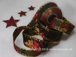 Weihnachtsband Cinema Olivegrün Gold mit Draht 40mm
