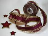 Weihnachtsband Gold Line Brombeer mit Draht 40mm