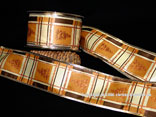 Tischband Glizerndes Baumkaro Braun mit Draht 65mm
