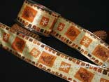 Tischband Glizerndes Baumkaro Orange mit Draht 65mm