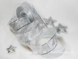 Geschenkband Dekoband Schleifenband Weihnachtsband Lugano Silber mit Draht 40mm