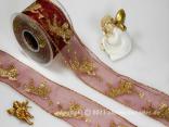 Weihnachtsband Engel mit Trompete Bordeaux mit Draht 65mm Weihnachtsband Engel mit Trompete Bordeaux mit Draht 65mm
