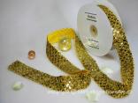 Weihnachtsband Pailettenband Gold ohne Draht 35mm