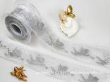 Weihnachtsband Engel mit Trompete Silber mit Draht 65mm Weihnachtsband Engel mit Trompete Silber mit Draht 65mm