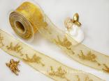 Weihnachtsband Engel mit Trompete Gold mit Draht 65mm Weihnachtsband Engel mit Trompete Gold mit Draht 65mm