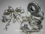 Weihnachtsband Barock Weiß mit Draht 25mm