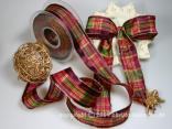 Weihnachtsband Milano Pink/Aubergine mit Draht 40mm