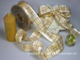 Weihnachtsband Milano Creme mit Draht 40mm