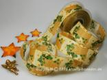 Weihnachtsband Nikolausstiefel Honig mit Draht 40mm Weihnachtsband Nikolausstiefel Honig mit Draht 40mm