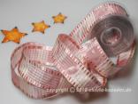 Weihnachtsband Cinema Rosa Silber mit Draht 40mm
