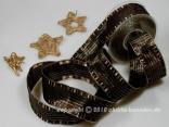 Weihnachtsband Cinema Dunkelbraun Silber mit Draht 40mm