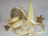 Weihnachtsband Milano Creme mit Draht 25mm