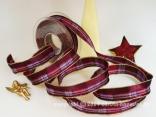 Weihnachtsband Milano Brombeer mit Draht 25mm